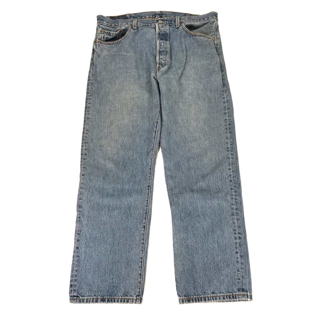 Levi's Men's Light Wash 501 Original Fit Button Fly Denim Jeans - 38x30